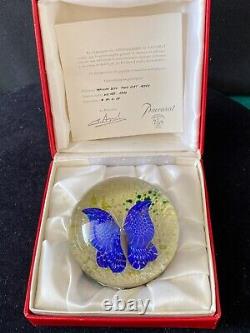 Ltd Edition Baccarat Blue Butterfly Paperweight Signed 1978 Boxed With C. O. A