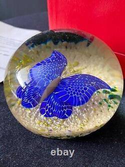 Ltd Edition Baccarat Blue Butterfly Paperweight Signed 1978 Boxed With C. O. A