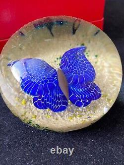 Ltd Edition Baccarat Blue Butterfly Paperweight Signed 1978 Boxed With C. O. A