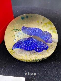 Ltd Edition Baccarat Blue Butterfly Paperweight Signed 1978 Boxed With C. O. A
