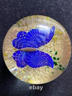 Ltd Edition Baccarat Blue Butterfly Paperweight Signed 1978 Boxed With C. O. A