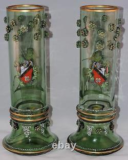MOSER VASES THEODORE ROSSLER BOHEMIAN CLASSICAL FIGURAL WithPRUNTS ANTIQUE