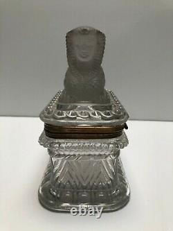 Magnificent Baccarat Moulded And Frosted Sphinx Encased Bronze Box
