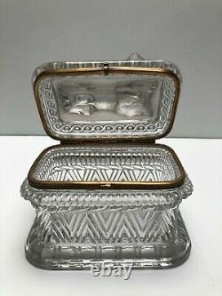 Magnificent Baccarat Moulded And Frosted Sphinx Encased Bronze Box