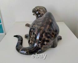 Mike Hinton Ceramic Large Hissing Tabby Cat Limited Edition, Glass Eyes 33cm