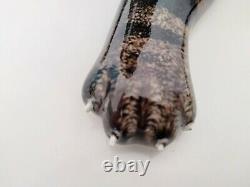 Mike Hinton Ceramic Large Hissing Tabby Cat Limited Edition, Glass Eyes 33cm