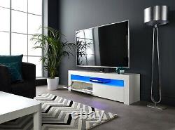 Modern Matt Gloss White 155cm TV Stand Cabinet LED Lights for 50 55 65 TV's