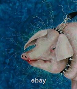 Modern art painting on canvas figurative decorative home decor animal fetish pig