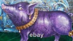 Modern art painting on canvas pig figurative decorative home decor by artist