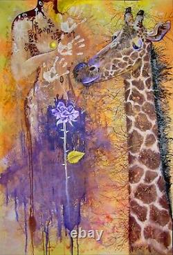 Modern art paintings on canvas figurative decorative oil acrylic animals giraffe