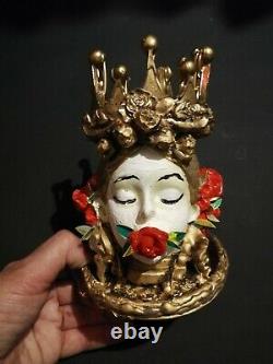Modern art sculpture doll ooak princess head figurative decorative home decor 1