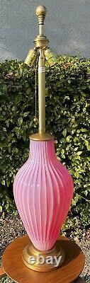 Murano Archimede Seguso Venetian Raspberry Opalescent Table Lamp Marbro WOW