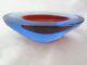 Murano Seguso Cenedese Art Glass Geode Bowl Sommerso Red Blue Space Age Modern