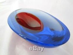 Murano Seguso Cenedese art glass geode bowl Sommerso red blue space age modern