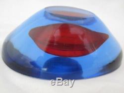 Murano Seguso Cenedese art glass geode bowl Sommerso red blue space age modern