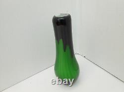 Murano Signed Limited Edition TOSI Italian Green and Black Glass Vase No 26/200