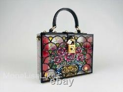 NEW DOLCE & GABBANA Limited Edition Runway Stain Glass Floral Box Bag Purse