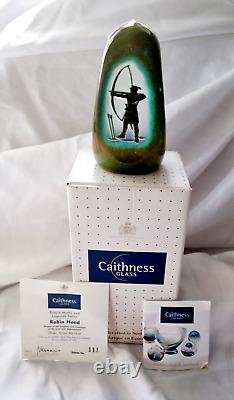 New In Box Caithness Limited Edition British Myths Robin Hood Glass Paperweight