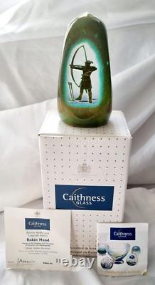 New In Box Caithness Limited Edition British Myths Robin Hood Glass Paperweight