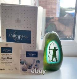 New In Box Caithness Limited Edition British Myths Robin Hood Glass Paperweight