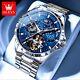 Olevs Limited Edition, Skeleton, Sapphire Glass, Starry Night, Luminous, 6689