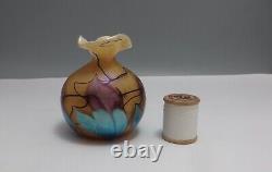 Okra British Studio Glass Small Iridescent Vase Samarkand Signed R Foster