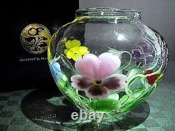 Orient & Flume, Signed Ed Alexander, Crystal Cased Pansy Bouquet Vase Ltd Ed Nib