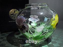 Orient & Flume, Signed Ed Alexander, Crystal Cased Pansy Bouquet Vase Ltd Ed Nib