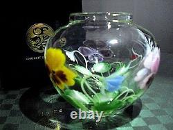 Orient & Flume, Signed Ed Alexander, Crystal Cased Pansy Bouquet Vase Ltd Ed Nib