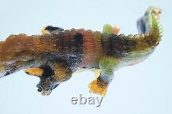 Original Art Glass Pate de verre Alligator sculpture signed LRC