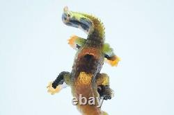 Original Art Glass Pate de verre Alligator sculpture signed LRC