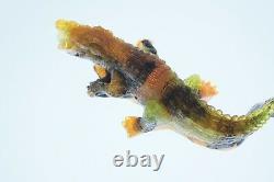 Original Art Glass Pate de verre Alligator sculpture signed LRC