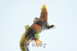 Original Art Glass Pate de verre Alligator sculpture signed LRC