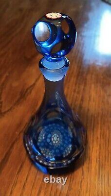 PERTHSHIRE PAPERWEIGHT Millefiori Blue Overlay Scent Perfume BOTTLE