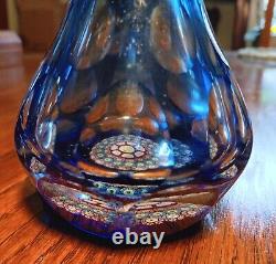 PERTHSHIRE PAPERWEIGHT Millefiori Blue Overlay Scent Perfume BOTTLE