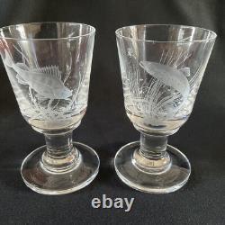 PETER DREISER MBE Two Rare limited edition wheel-engraved wine Glasses, 1972