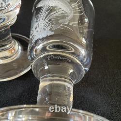 PETER DREISER MBE Two Rare limited edition wheel-engraved wine Glasses, 1972