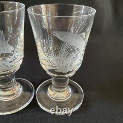 PETER DREISER MBE Two Rare limited edition wheel-engraved wine Glasses, 1972
