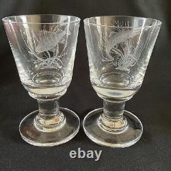 PETER DREISER MBE Two Rare limited edition wheel-engraved wine Glasses, 1972