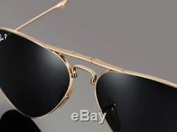 POLARIZED RAY-BAN Folding Aviator 22KT GOLD P3 Plus Sunglasses RB 3479KQ 001/N5