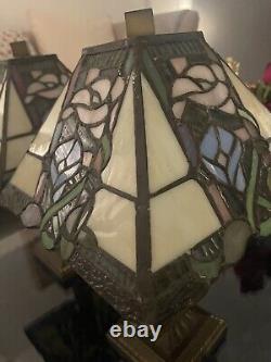 Pair Of Tiffany Style Kind Light Stained Glass Lamps