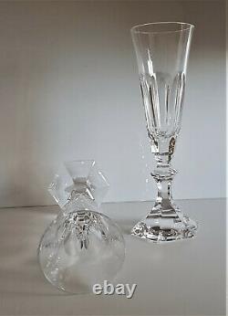 Pair Wonderful Baccarat Harcourt Crystal Champagne Flute Glass, New, No Stamp
