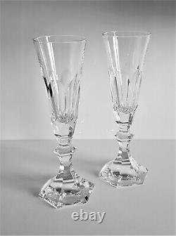 Pair Wonderful Baccarat Harcourt Crystal Champagne Flute Glass, New, No Stamp