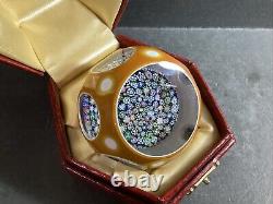 Perthshire Glass Amber Double Overlay Faceted Millefiori Paperweight Ltd Ed Cert