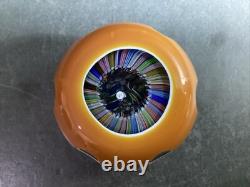 Perthshire Glass Amber Double Overlay Faceted Millefiori Paperweight Ltd Ed Cert