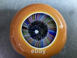Perthshire Glass Amber Double Overlay Faceted Millefiori Paperweight Ltd Ed Cert