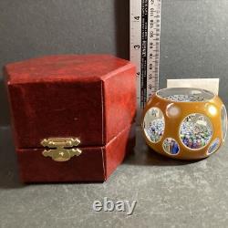 Perthshire Glass Amber Double Overlay Faceted Millefiori Paperweight Ltd Ed Cert