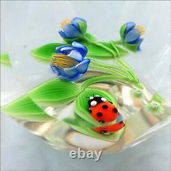 Perthshire LE 1996E Ladybird + Bouquet signed glass paperweight + box + cert