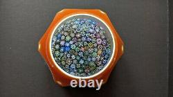 Perthshire Paperweight 1981H Amber Double Overlay Closepack Millefiori LE EC