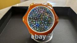 Perthshire Paperweight 1981H Amber Double Overlay Closepack Millefiori LE EC